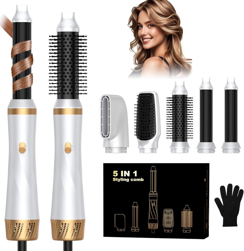 trylater 5 in 1 Hair Dryer Brush Set, Blow Dryer Brush with Air Style Wrap Hair Styler, Negative Ionic Magic Style Set, Detachable Air Curler for Volumizer,Straightener,Drying - Image 1